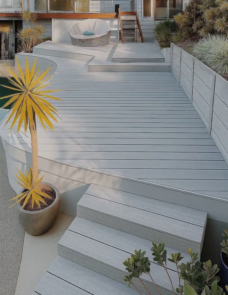 Contemporary deck with steps